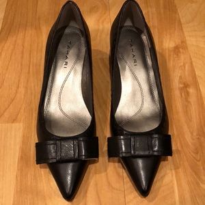 Tahari Munich Leather Bow Heels